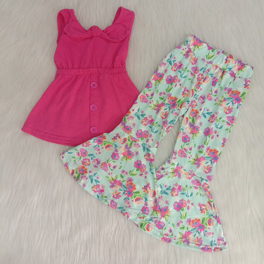 Hotpink floral bow bell set