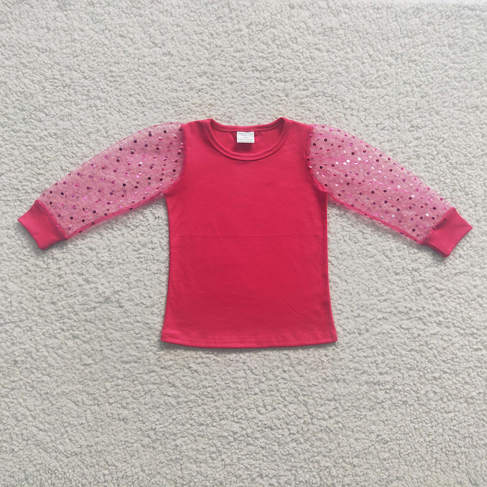 Baby Girls Pink Long Lace Sleeve Shirts Tops