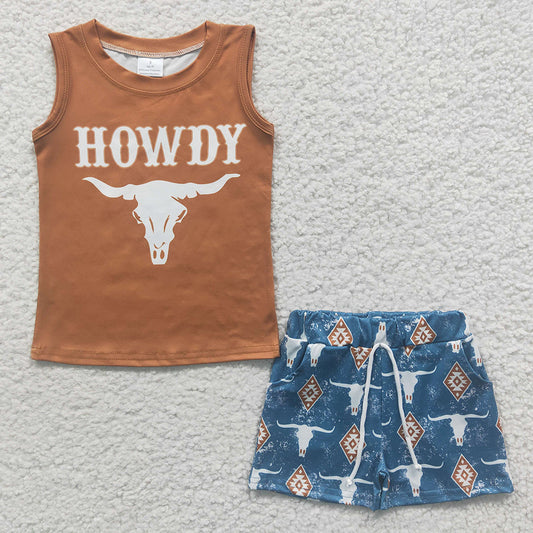 Baby Boys Sleeveless Tee Shirt Howdy Shorts Western Clothes Sets