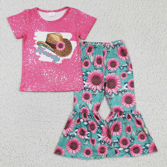 Baby Girls Howdy Hats Bell Pants clothes sets