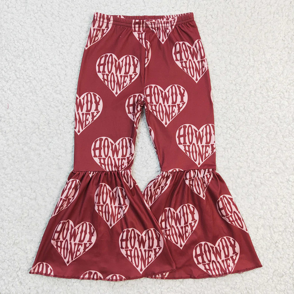 Children Kids Milk Silk Western Bell Bottom Pants