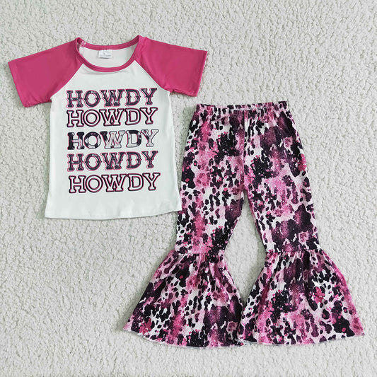 Baby girls western howdy bell pants clothing sets