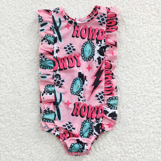 Baby Girls Summer Western Howdy One Piece swimsuits