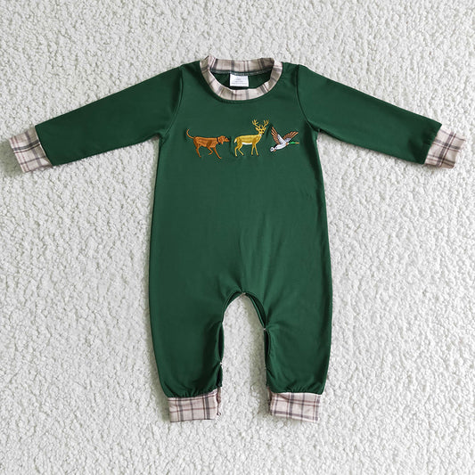 Baby boys duck deer dog hunting fall rompers