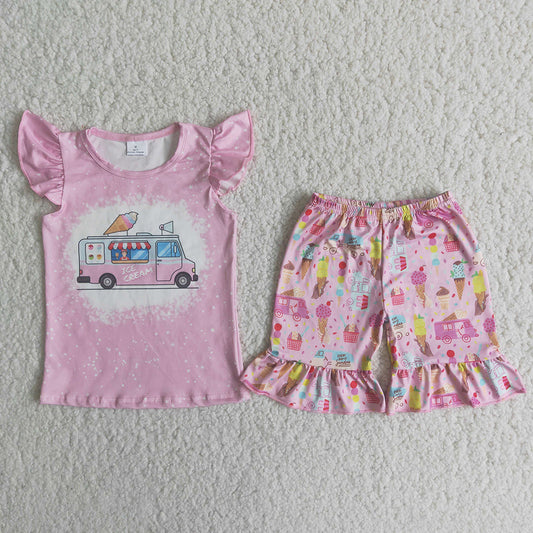 Pink car back to school Shorts sets