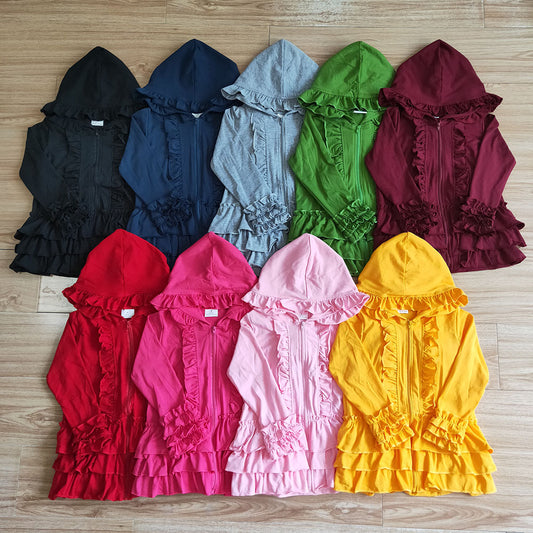 Baby girls zip ruffle 8 colors jackets cardigans