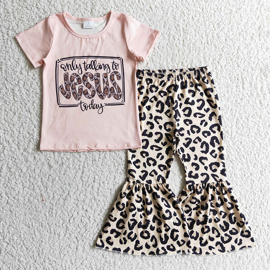 Baby Girls Leopard jesus pink bell sets