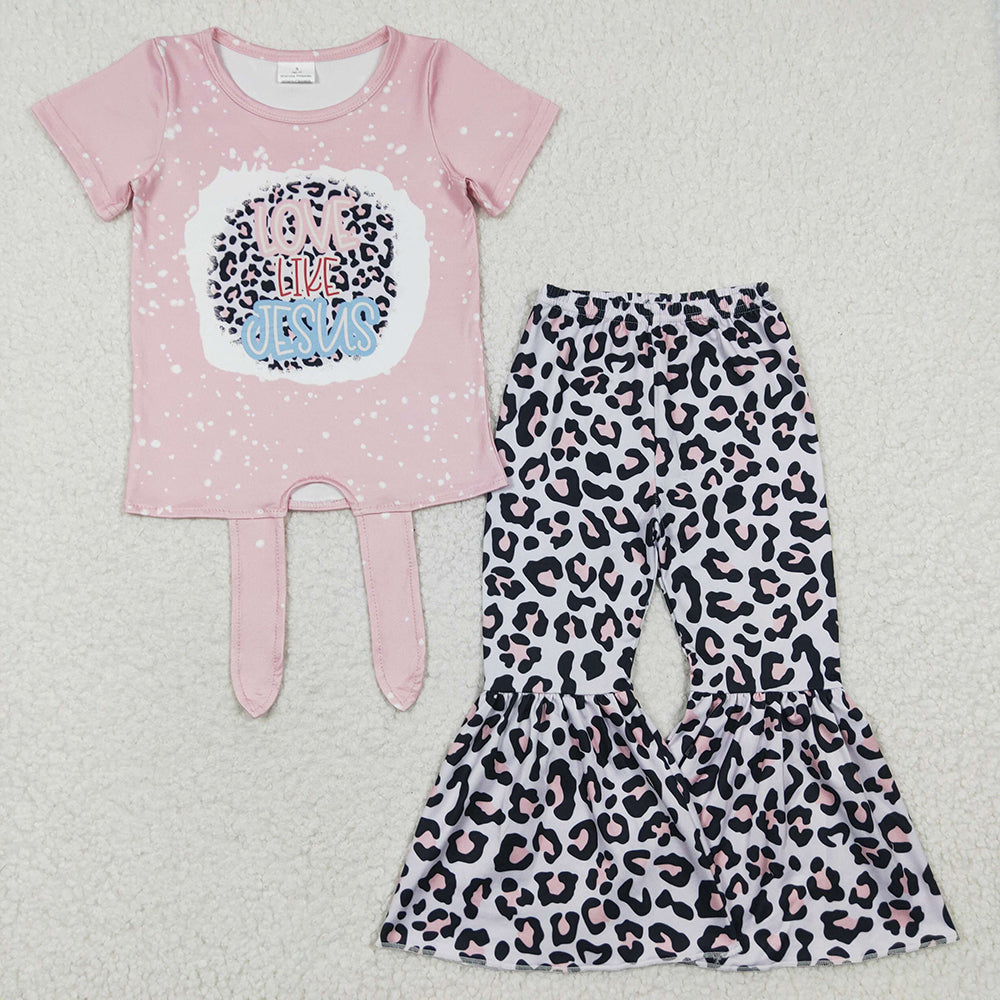 Baby Girls Love Like Jesus Leopard Bell Pants Clothes Sets