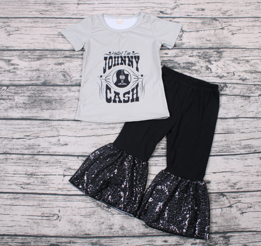 black gita baby girls sequin pants clothes set