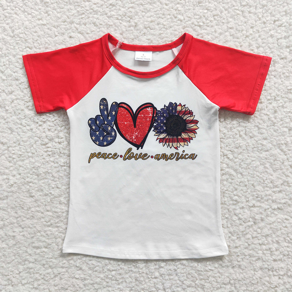 Baby Girls July 4th Sunflower Shirts Tops