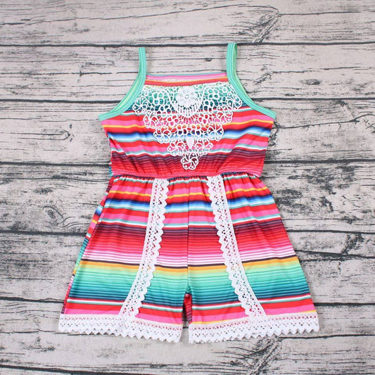 Stripe lace romper