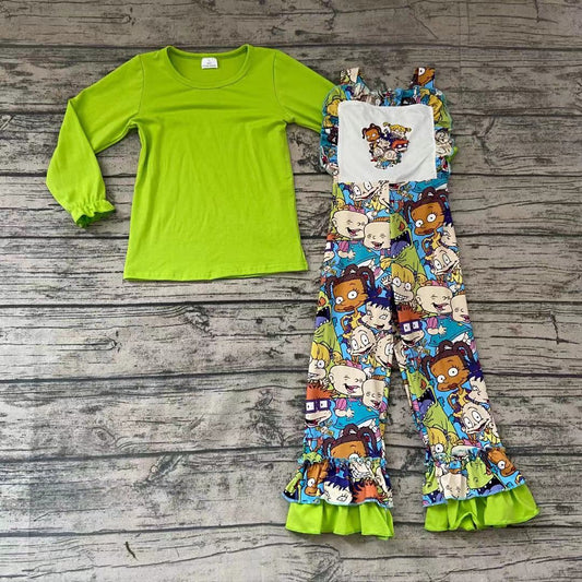 Green Cartoon overall 2pcs sets