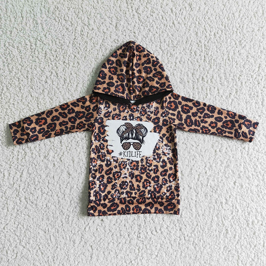 Baby Girls kidlife leopard hooded Tops