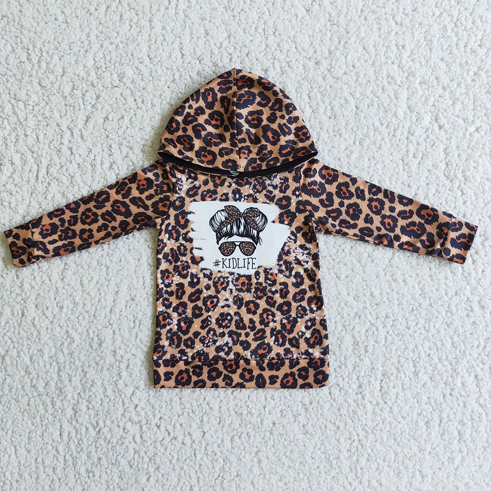 Leopard kid life hoodie top