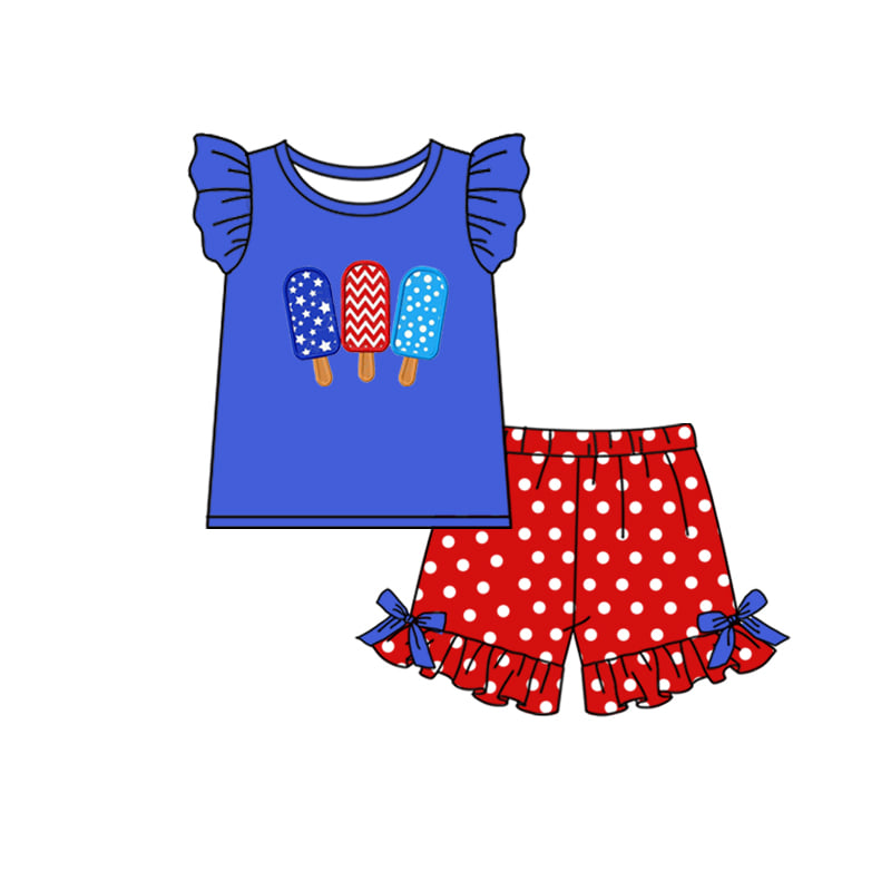 Baby girls 4th of July popsicle shorts sets