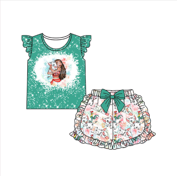 Baby girls cartoon princess summer shorts sets