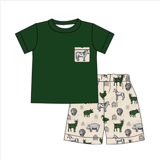 Baby boy horse western pocket shorts sets