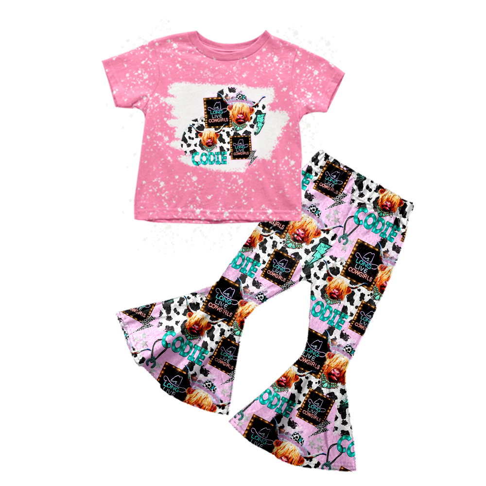 Baby Girls pink cowgirl bell pants clothing sets