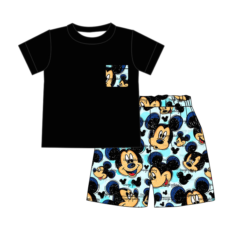 Baby boys cartoon mouse pocket shorts sets