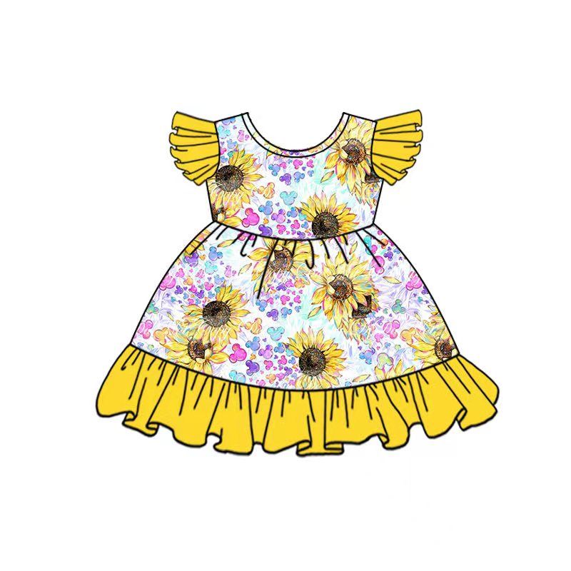 Baby girls sunflower ruffle dresses