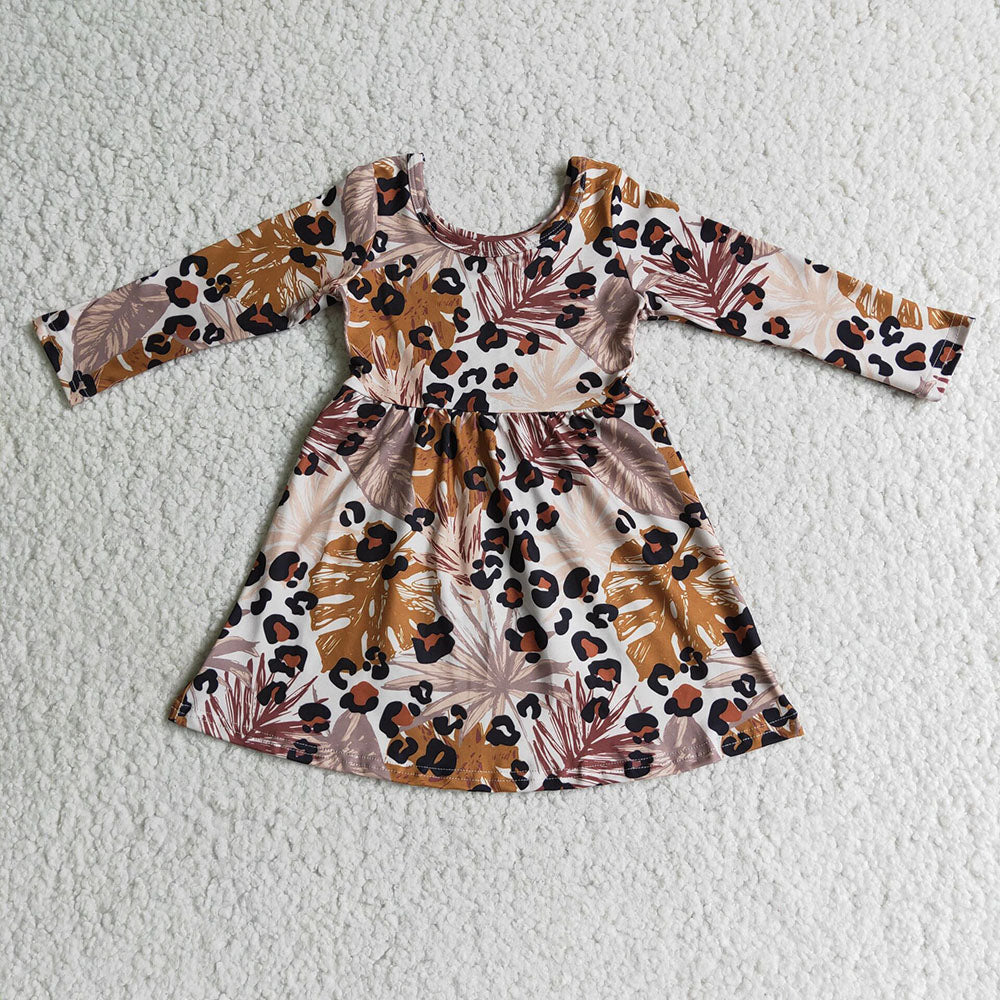 Girls Leaf leopard dresses