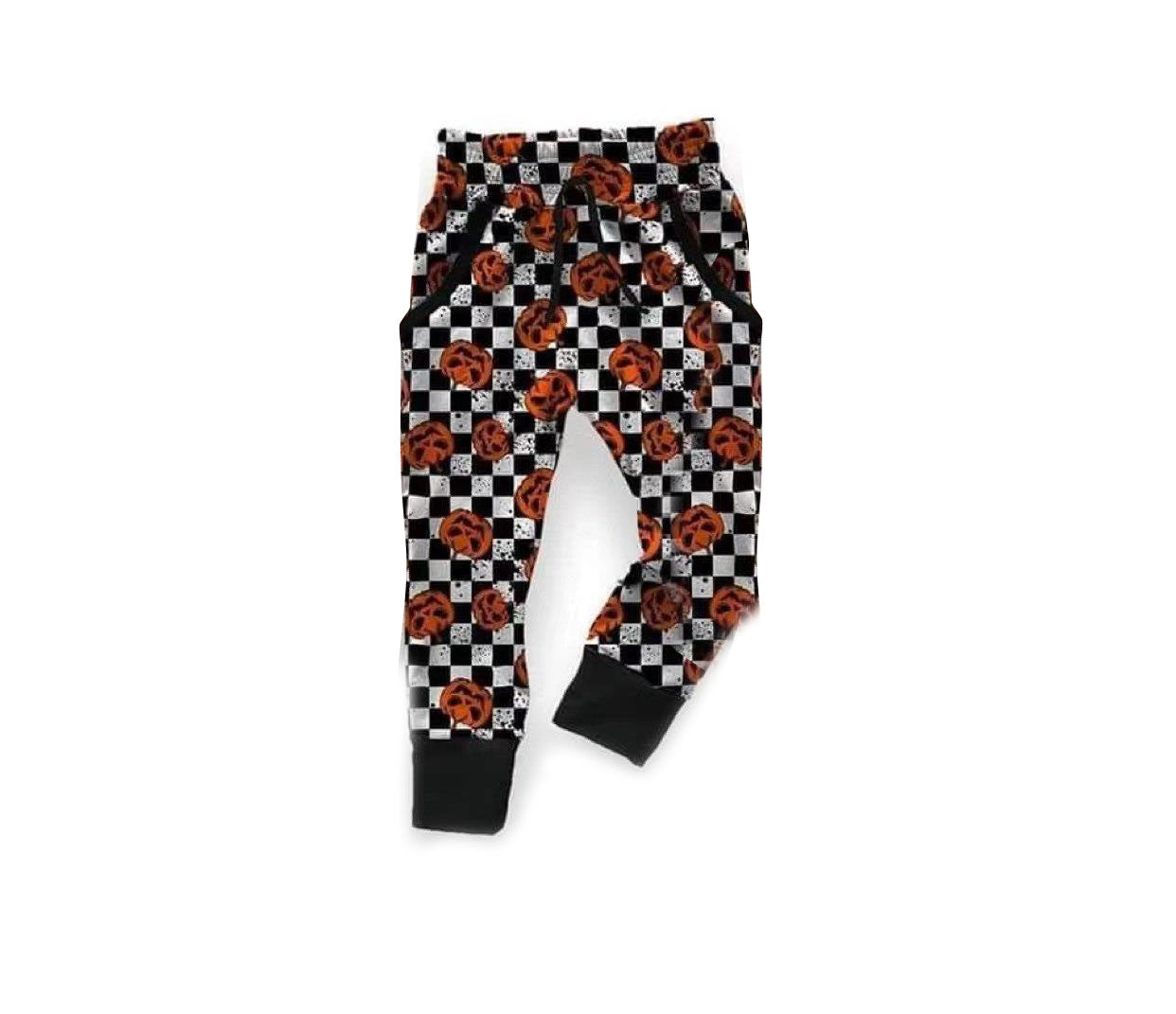 Baby Girls string pumpkin plaid legging pants