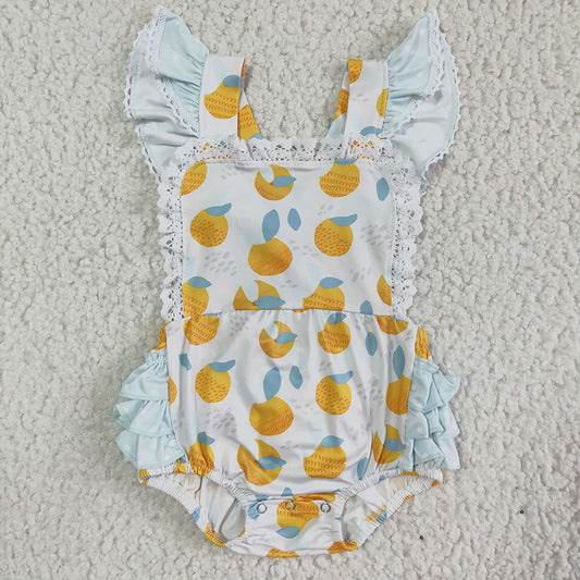 Baby girls lemon summer bubble rompers