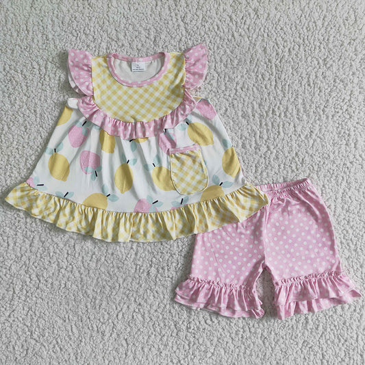 Baby girls lemon summer shorts sets