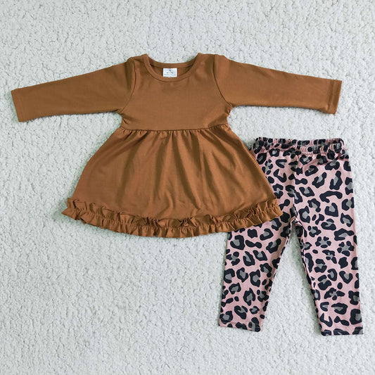 Brown Leopard Legging Sets