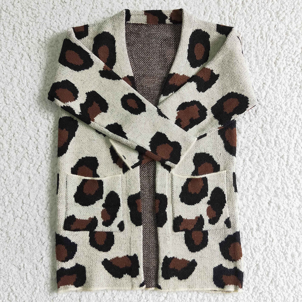 Baby girls leopard pocket cardigan sweaters