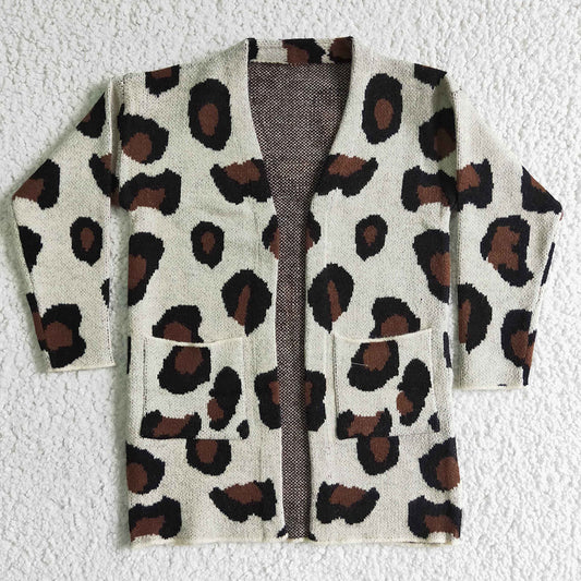 Baby girls leopard pocket cardigan sweaters
