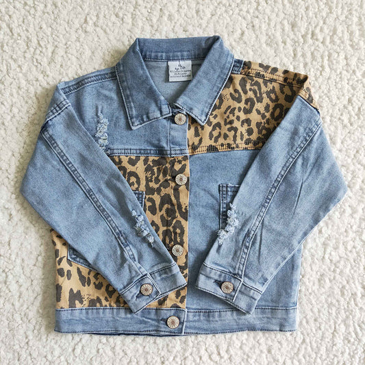 Girls denim leopard spring fall jackets