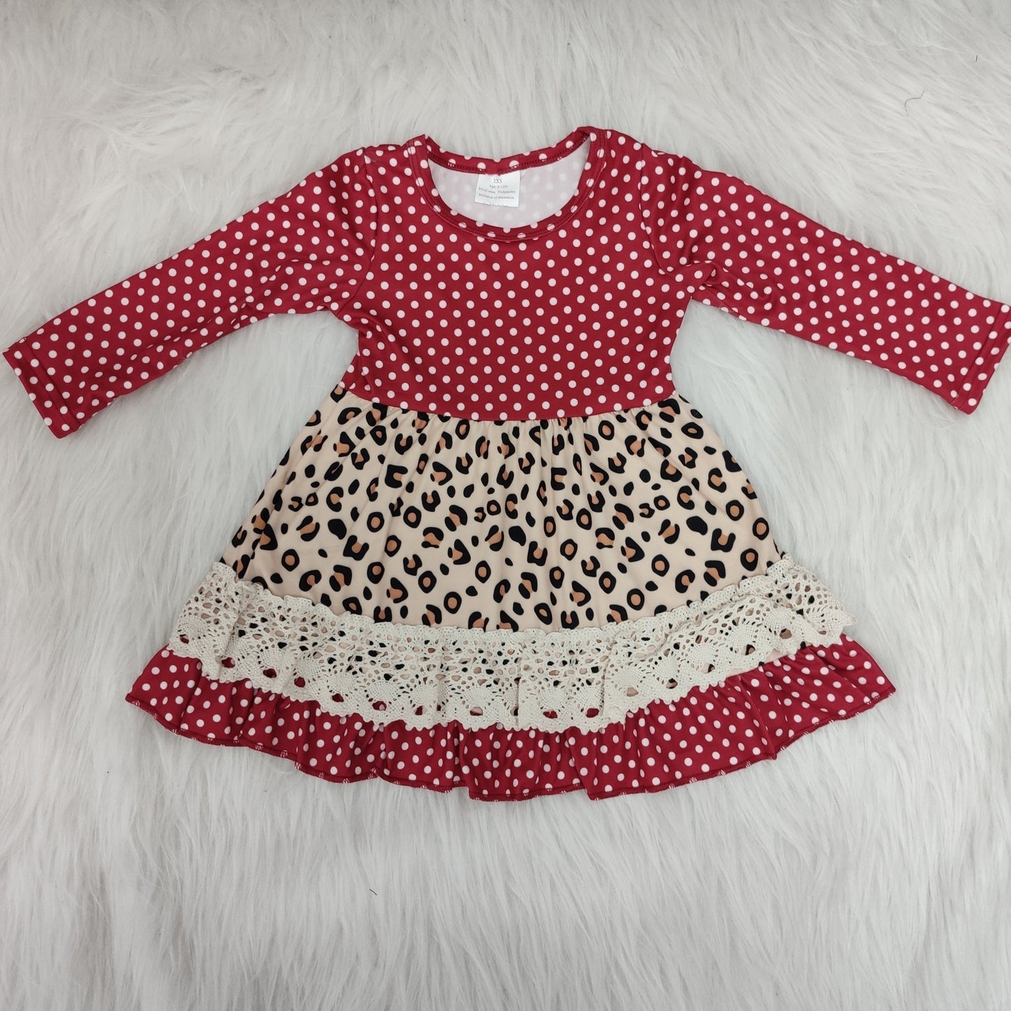 Red leopard lace soft dress
