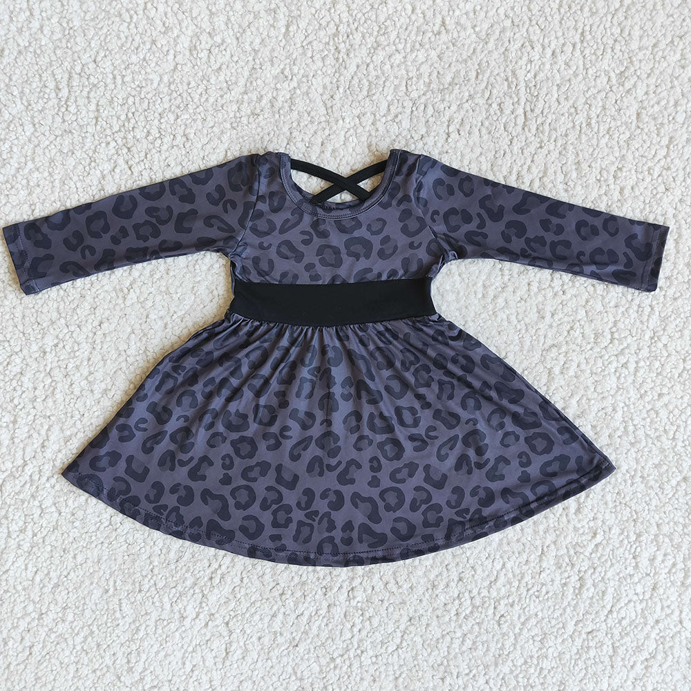 Black Leopard knee length dresses