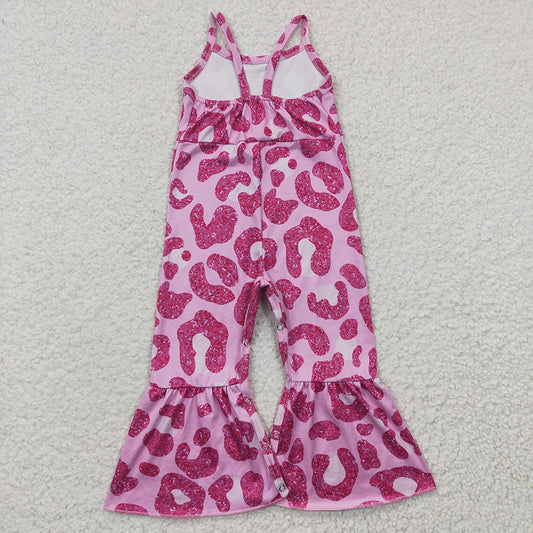 Baby Girls Hotpink Leopard Strap Jumpsuits