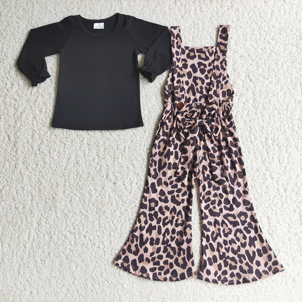 Leopard baby girls overall 2pcs sets