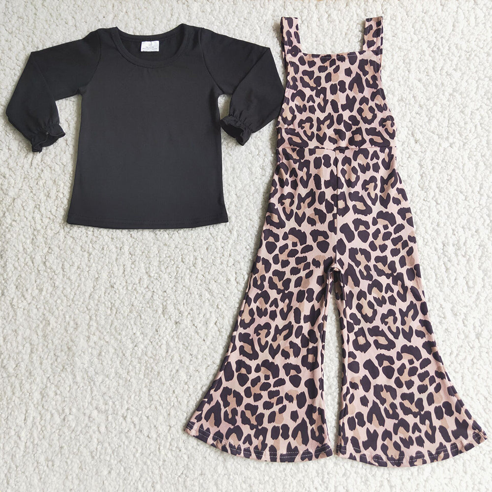 Leopard baby girls overall 2pcs sets