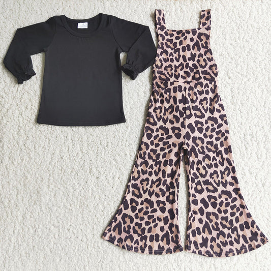 Leopard baby girls overall 2pcs sets