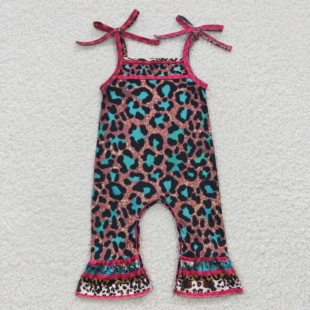 Baby Girls Leopard Strap Summer Rompers