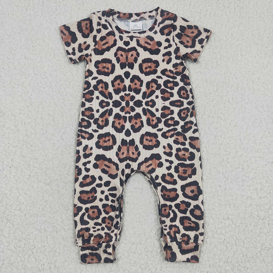 Baby Girls Leopard Short Sleeve Summer Rompers