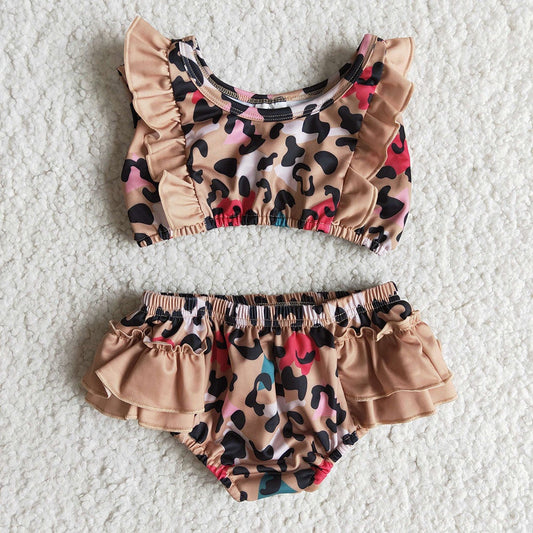 Baby Girls summer leopard 2 pcs swimsuits