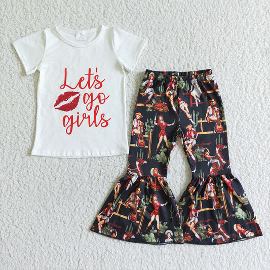 Baby girls western let's go girls bell pants sets