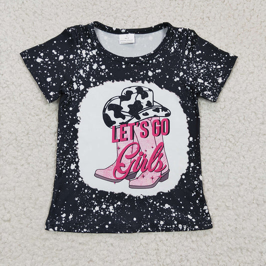 Let's Go Girls Black Western Short Sleeve Summer Shirts