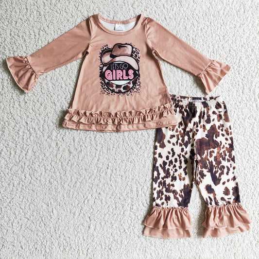 Baby Girls Let's Go Cowhide Bell Pants Clothes Sets