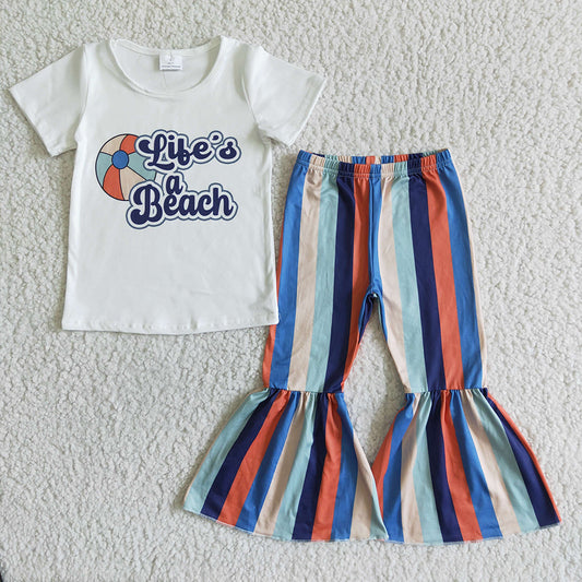 Baby Girls spring beach stripe bell pants clothing sets