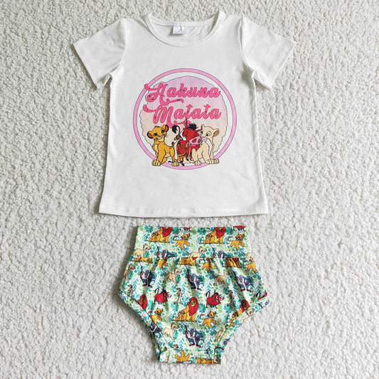 Baby girls lion cartoon bummie sets