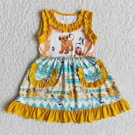 Baby girls lion sleeveless knee length dresses