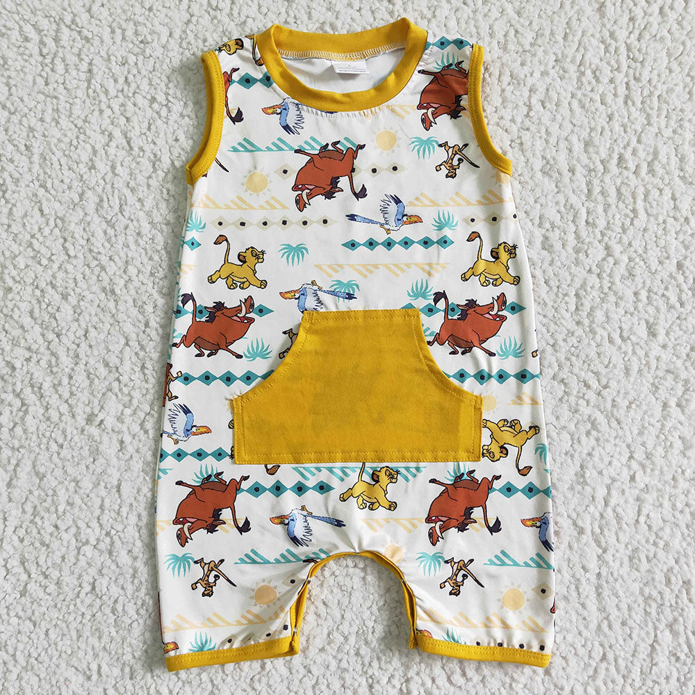 Baby boys summer lion rompers
