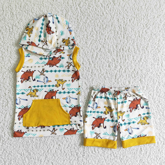 Baby boys lion hoodie top sets