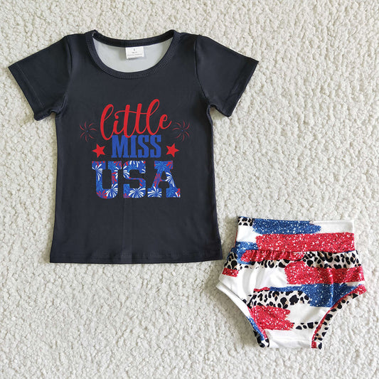 Baby girls fourth of july little miss usa bummie sets(can choose headband here)